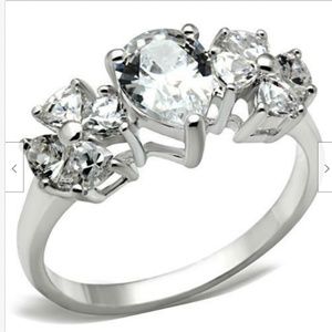 Sterling Silver Pear Ct Cocktail Ring Size 6 7 8 9